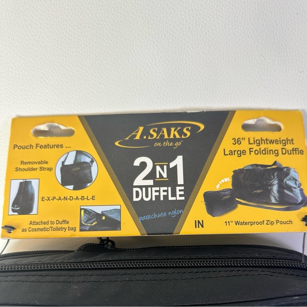 BRAND NEW A. Saks Black 2-in-1 Expandable Duffle Bag